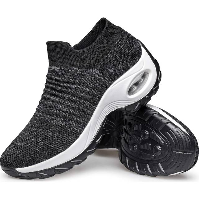 YHOON Women's Walking Shoes - Sock Sneakers Slip on Mesh Platform Air