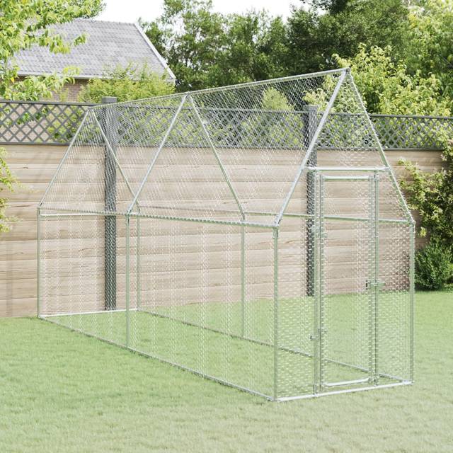 vidaXL Chicken Cage Silver 400x100x190 cm Galvanised Steel