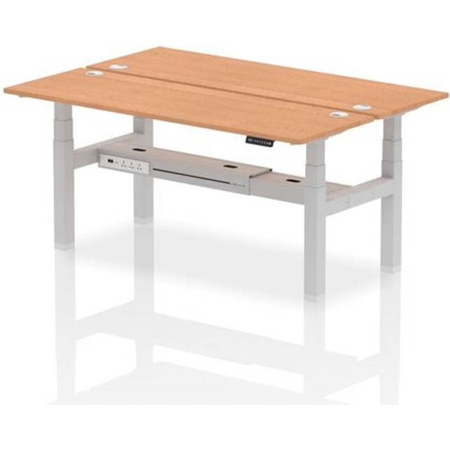 Air B2B 1800x600mm Height Adjustable 2P Bench Desk CP Oak/Silver