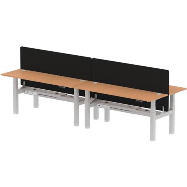 Air B2B 1800x600mm Adjustable 4P Bench Desk CP Oak/Silver + Screen