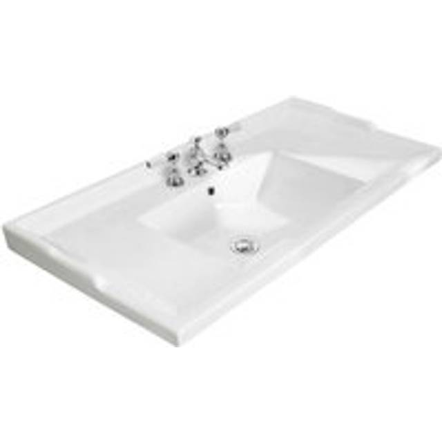 Old London Edwardian Basin with 3 Tap Holes | White | Ceramic | 1000mm