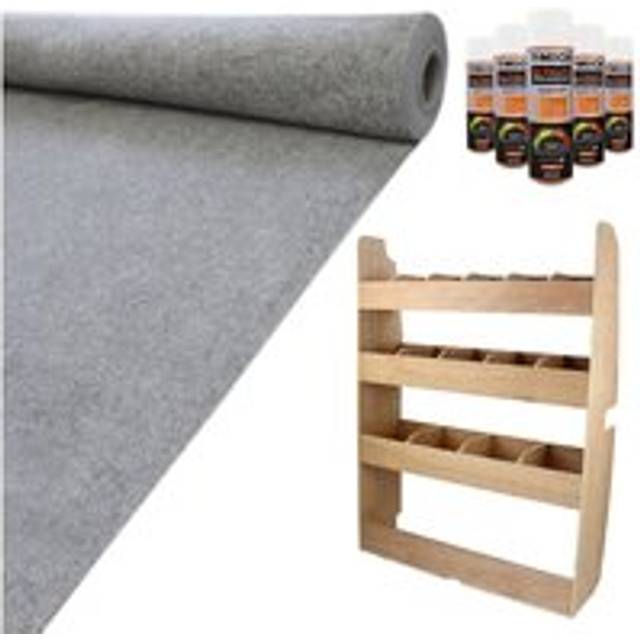 Camper Van Lining Smoke Grey 4 Way Stretch & Ford Transit Custom Racking Storage