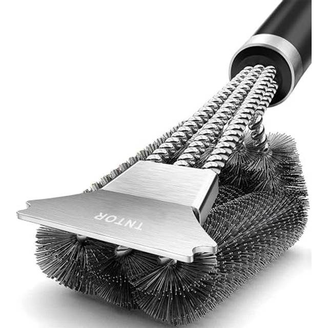 Grill Brush, BBQ Cleaning Brush with Scraper, Stainless Steel Bristles and Extra long Handle, Barbecue Wire Brush for Charcoal Grill, Electric Grill,