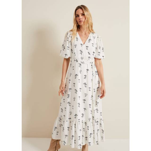 Phase Eight Nelly Wrap Midi Dress, Cream