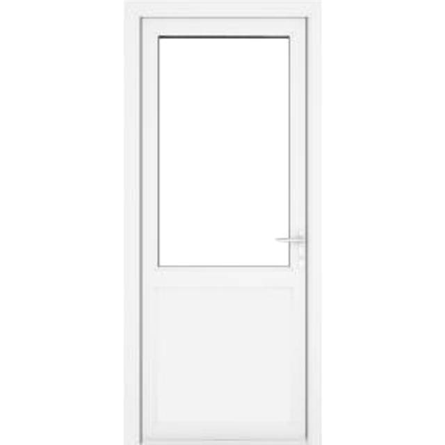 Crystal uPVC Open In Single Door (Left Hand) Half Glass/Half Panel 890 x 2090mm Clear - White