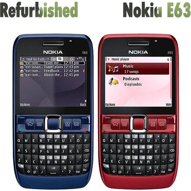 (blue, 1 Battery 1 Charger) Refurbished Nokia Original Nokia E63 Unlocked 3g Mobile Phone