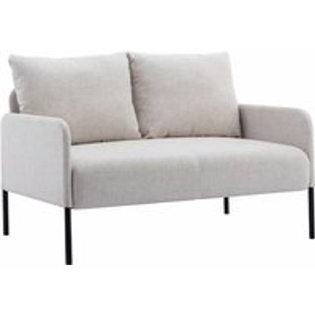 2 Seater Sofa in Linen Thick Padded Couch Modern Compact Loveseat for Apartment Bedroom Living Room, Beige, Wahson