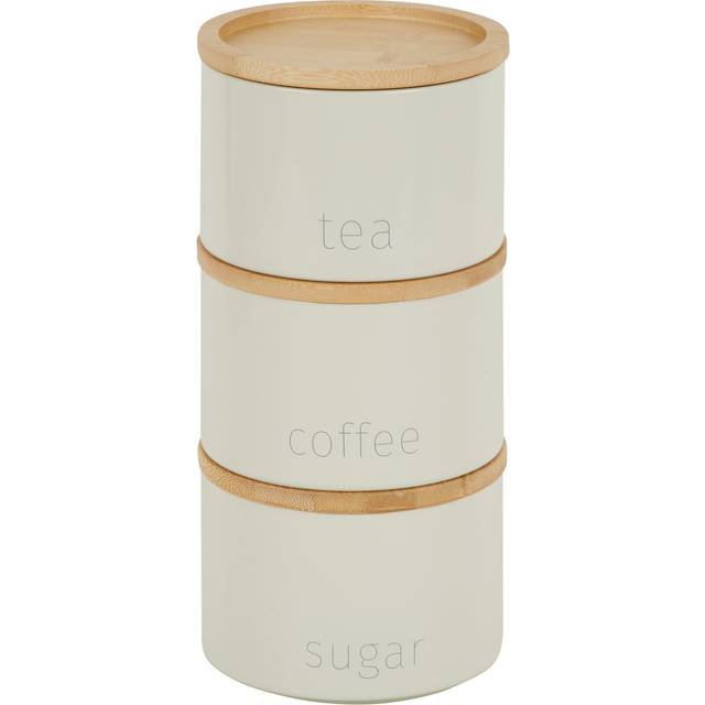 Set of 3 Stacking Tea, Coffee and Sugar Canisters - Cream