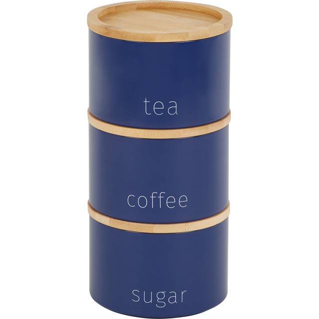 Set of 3 Stacking Tea, Coffee and Sugar Canisters - Navy