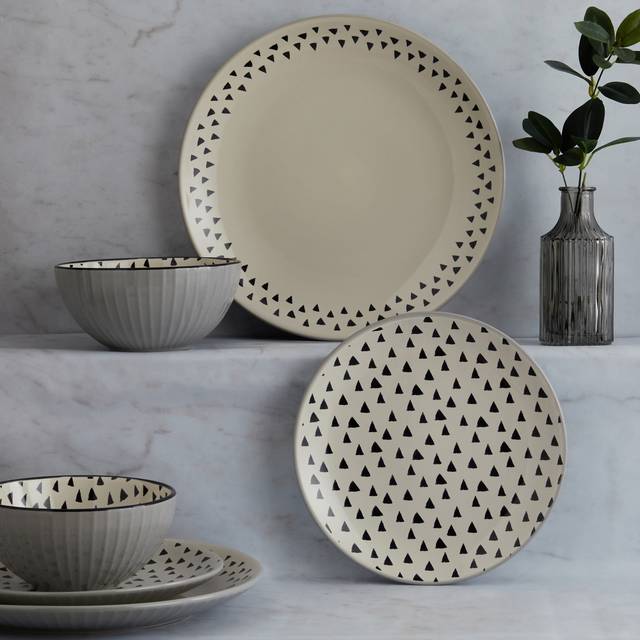Global 12 Piece Dinner Set - Grey