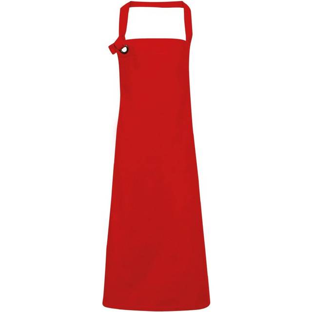 (One Size, Red) Premier Unisex Calibre Heavy Cotton Canvas Bib Apron (Pack of 2)