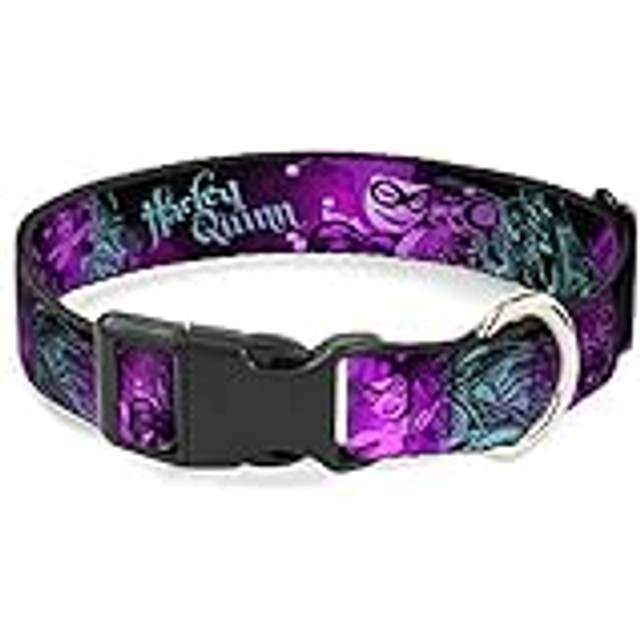 Plastic Clip Collar - HARLEY QUINN Pow & Aiming Poses/Joker Sketch Black/Turquoise/Fuchsia