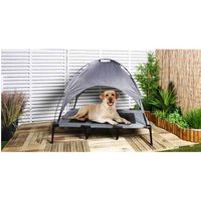 Raised Pet Bed and Sun Shade - L - Clever Paws - Blue - 90 - 100cm