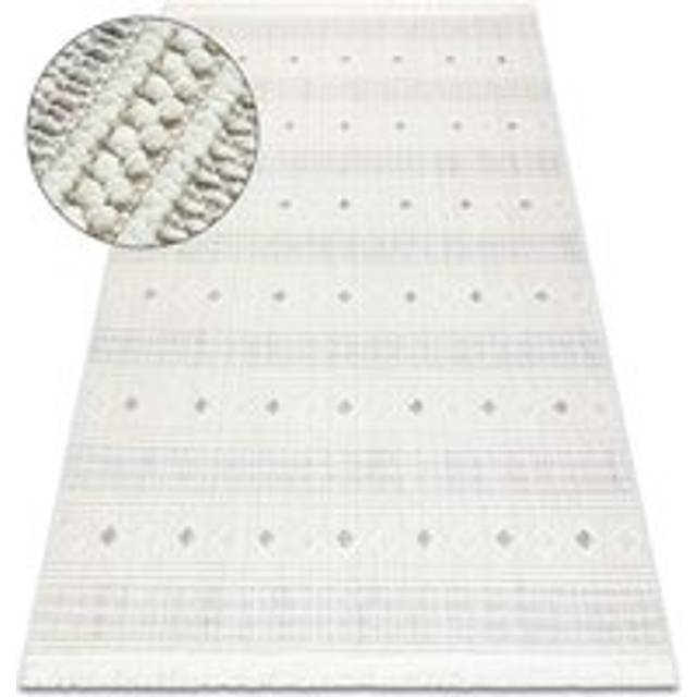 Carpet nano FH69A Diamonds, loop, flat woven white / grey beige 240x330 cm