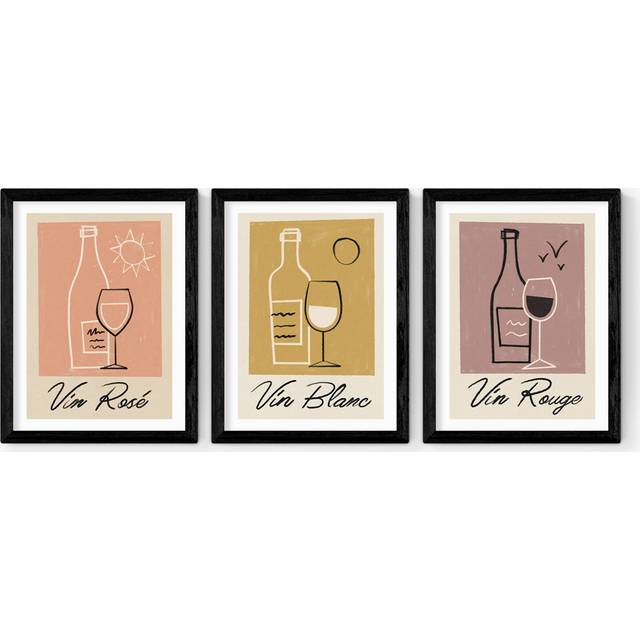 EAST END PRINTS Telegramme Paper Co 'Vino' Framed Prints, Set of 3