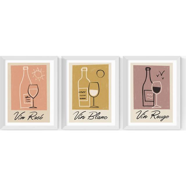 EAST END PRINTS Telegramme Paper Co 'Vino' Framed Prints, Set of 3