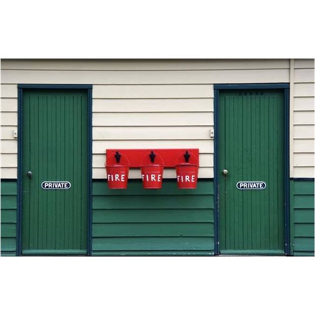Two Doors & Buckets for Fire Prevention Poster Print, Large - 36 x 22