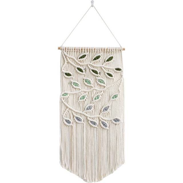 moresk-Leaves Macrame Wall Hanging Green Leaf Macrame Wall Hanging Boho Wall Decor Yarn Wall Hanging Tapestry Handmade B