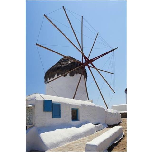 Traditional Windmill - Chora Mykonos Greece Poster Print by Terence Waeland, 24 x 38 - Large