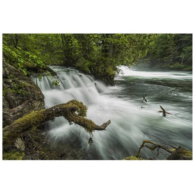A River Flows Over A Small Waterfall in NisgaA Memorial Lava Bed Provincial Park - British Columbia Canada Poster Print - 38 x 24 in. - Large