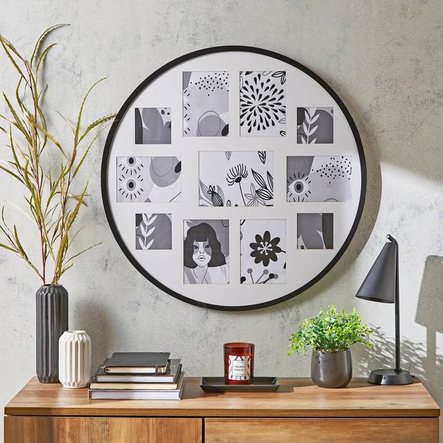 Apartment Round Multi Photo Frame - Black