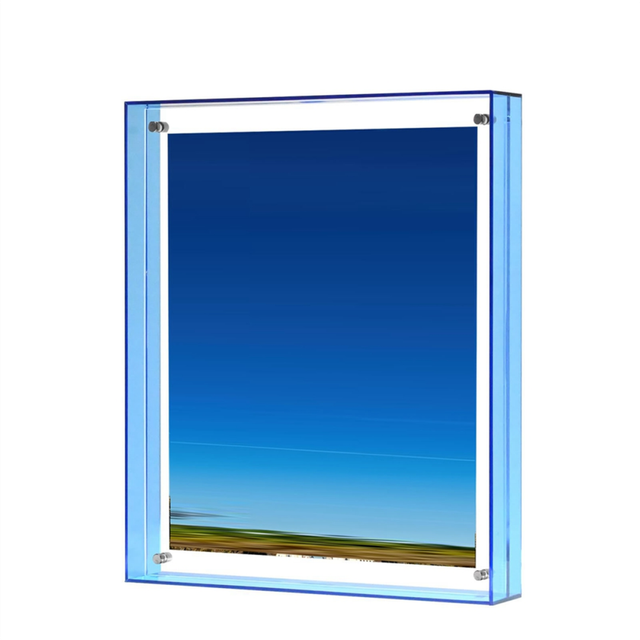 moresk-8.5x11 Picture Frame, Stunning Color Acrylic Floating Photo Frame,Horizontal and Vertical Formats for Display,Blue