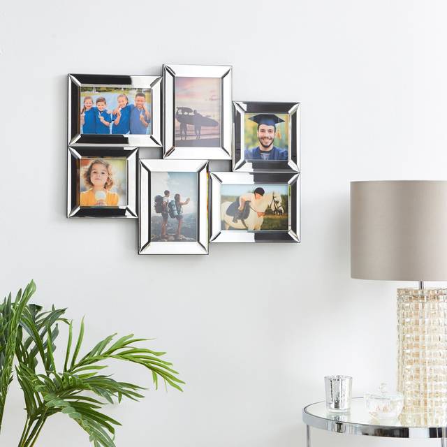 Mirrored Multi Photo Frame - Silver