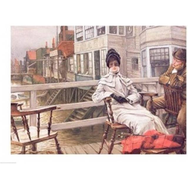 Waiting for The Ferry C.1878 Poster Print by James Jacques Joseph Tissot - 36 x 24 in. - Large