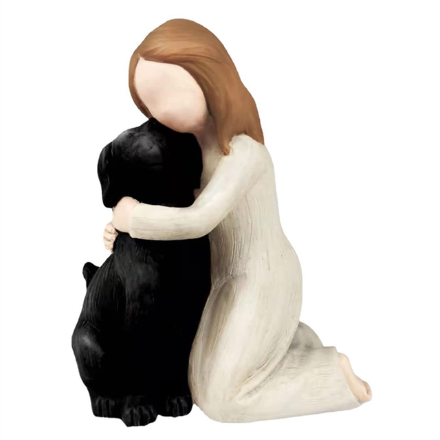 moresk-Love My Dog Figurines Statues, Dog Angel Friendship Remembrance Gifts,Sculpted Hand-Painted Figures for Dog Lovers Black