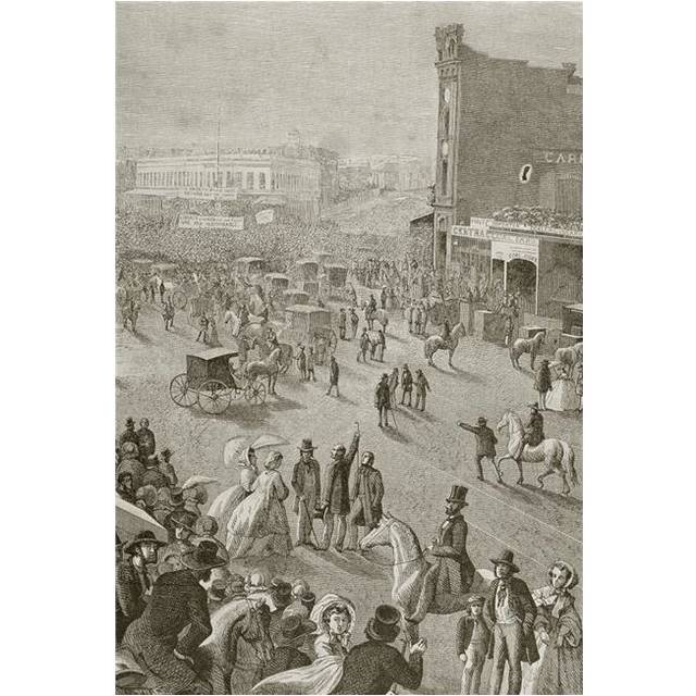 San Francisco California United States of America A Street Meeting In the 1850S Poster Print, 24 x 34
