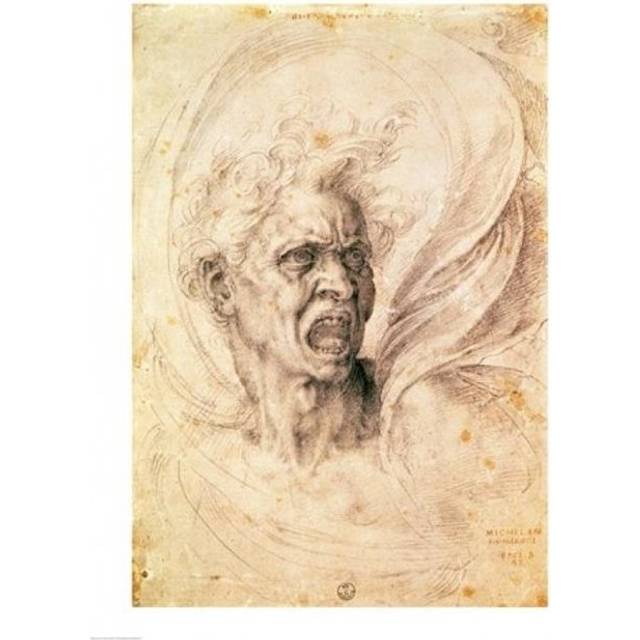 Study of A Man Shouting Poster Print by Michelangelo Buonarroti - 24 x 36 in. - Large