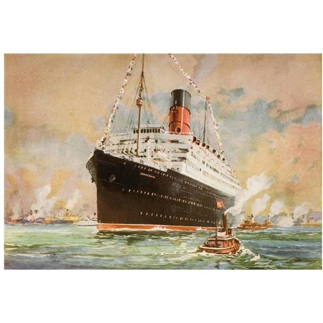 Cunard Line Promotional Brochure for The Franconia Circa 1926-1930 The Ship At Sea Poster Print, Large - 34 x 24