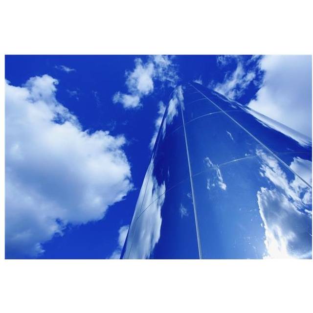 Glass Obelisk with Blue Sky & Cloud Reflections Poster Print, 38 x 24 - Large