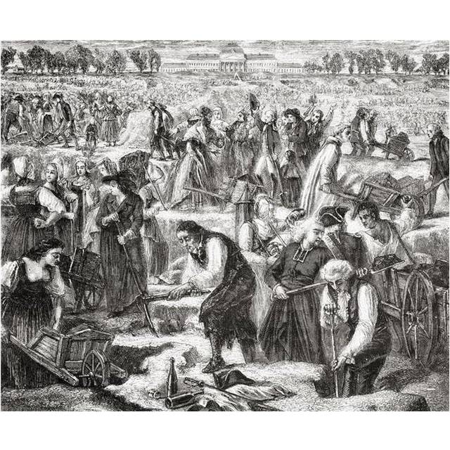 Everyone At Work in The Champ De Mars From Histoire De La Revolution Francaise by Louis Blanc Poster Print, Large - 32 x 26