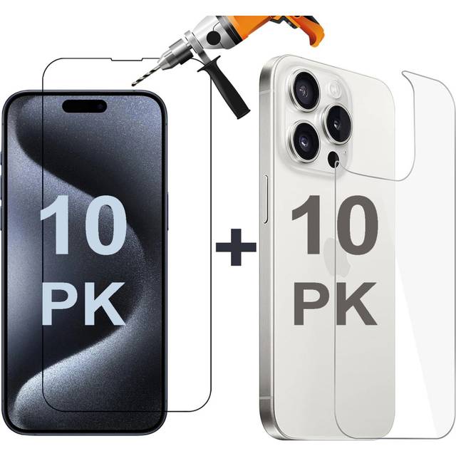 10x Tempered Glass Screen Protector for Apple iPhone 15 PRO Front and Back Film Bulk