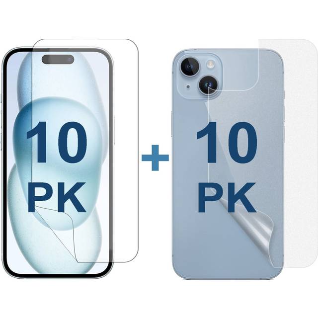 10 Set Soft PET Film Screen Protector for Apple iPhone 15 PLUS Front and Back Bulk