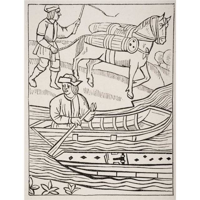 Conveyance of Fish by Water & Land 19th Century Copy of Engraving In The Royal Statutes of The Provostship Poster Print, Large - 26 x 34