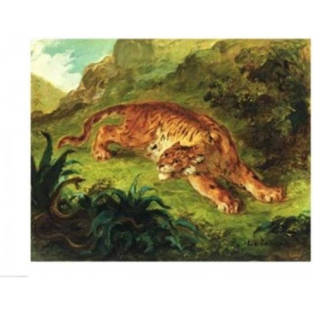 Tiger & Snake 1858 Poster Print by Eugene Delacroix - 36 x 24 in. - Large