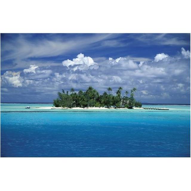 Small Palm Tree Covered Tropical Island Poster Print, 38 x 24 - Large