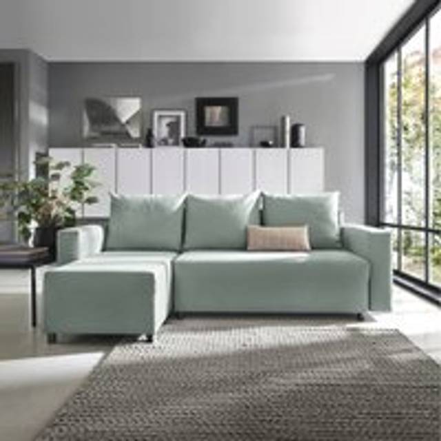 Oslo Reversible Corner Sofa Bed in Mint - One Size