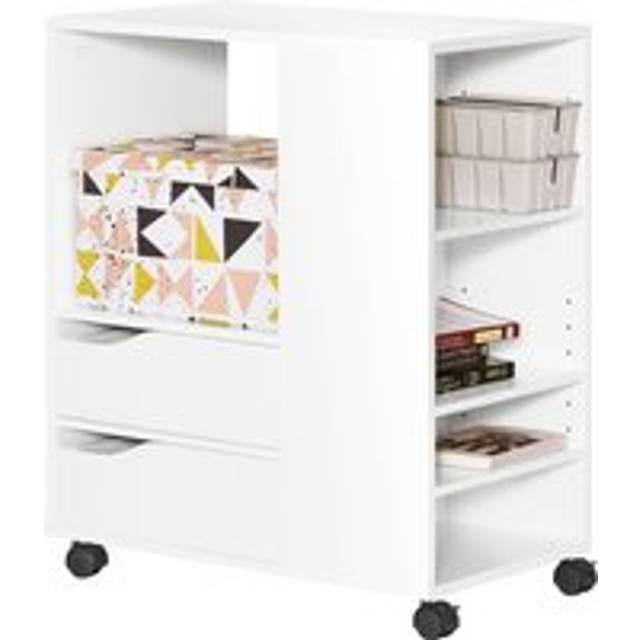 Sobuy FBT129-W, Home Office File Cabinet Printer Stand, Storage Cabinet on Wheels, White