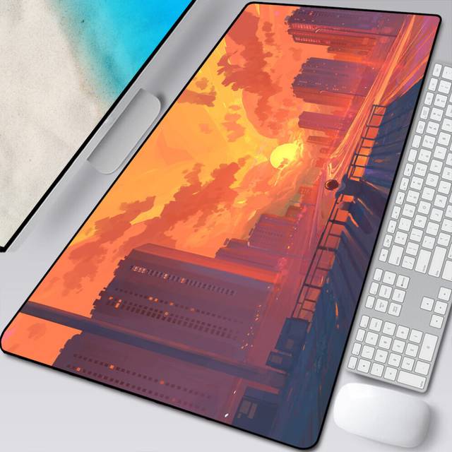 (a-Rluo-002 900x400x2mm) Anime Sky Sunset mousepad Deep Forest Firewatch Laptop Gamer Mousepad Gaming Mouse Pad Large Locking Edge Keyboard Deak Mat