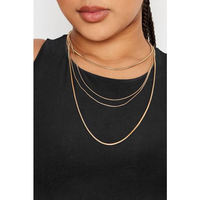 Gold Tone Multi Layered Necklace - One Size