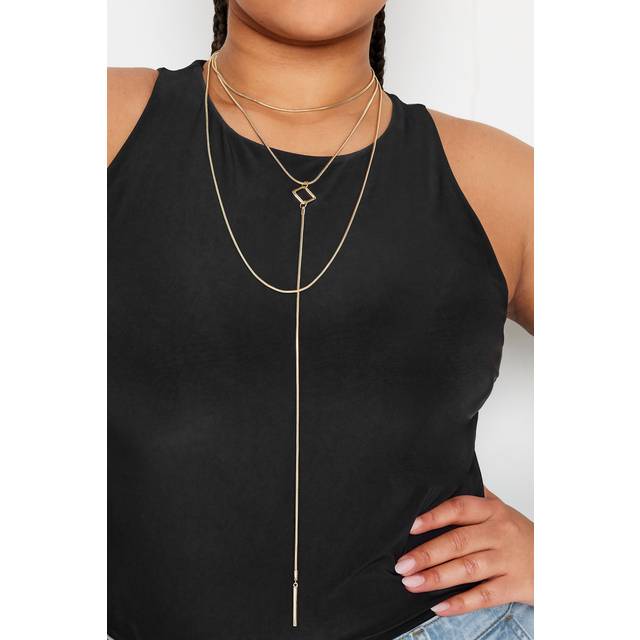 Gold Tone Multi Layered Necklace - One Size