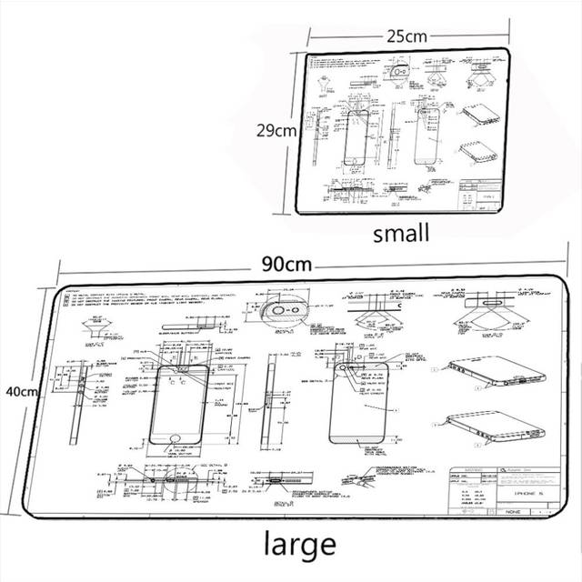 (a-6 350X600X2MM) Xxl Mouse Pad Blueprint Apple Mousepad Gamer Keyboard Pad Office Desk Mat Design Drawing Pad Carpet For Computer Mouse Mats Big