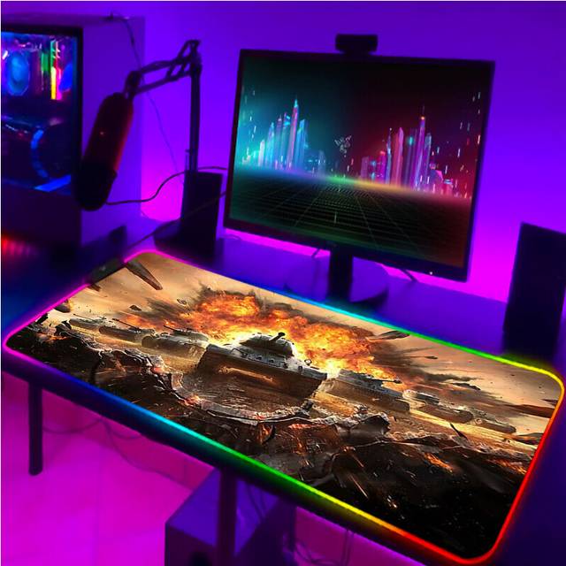 (a-ZY001319 250x350x3mm) Mousepad Anime World of Tanks Rgb Pc Gamer Mouse Gaming Pad Luminous With Wire Desk Carpet Deskpad Keyboard Laptop Mat Backli