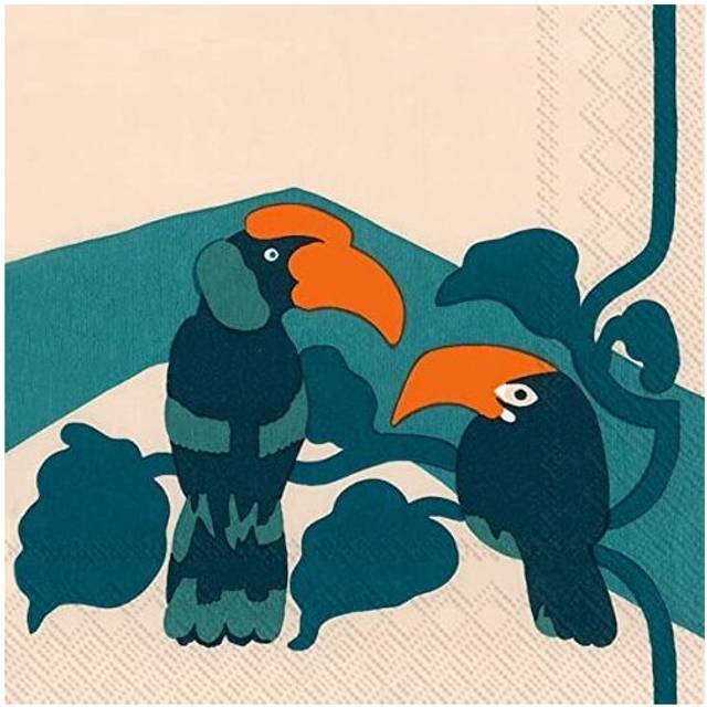 IHR Blue Tropical Birds Print Cocktail Paper Napkins 20 Disposable 3-Ply