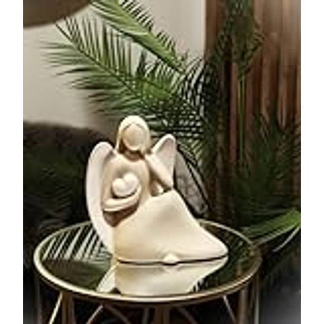 This cream angel figurine is 27cm high - Cream (27cm H X 26cm W X 12cm D)