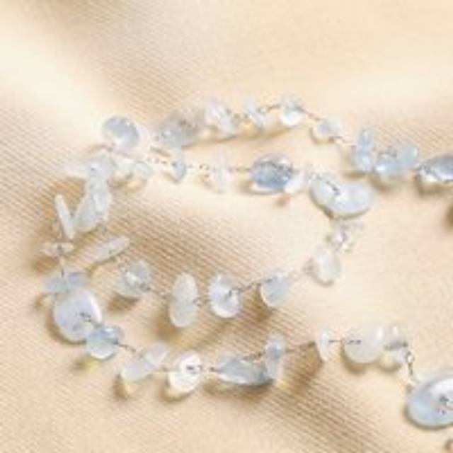 Stainless Steel Blue Stone Chip Necklace - blue/silver - one size