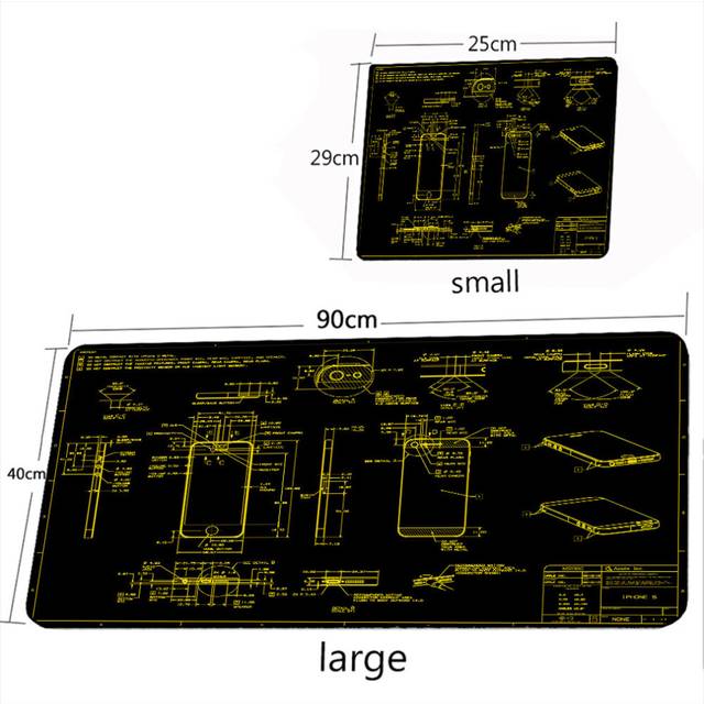 (a-3 400X800X2MM) Xxl Mouse Pad Blueprint Apple Mousepad Gamer Keyboard Pad Office Desk Mat Design Drawing Pad Carpet For Computer Mouse Mats Big